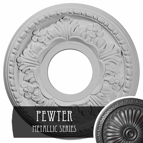 Ekena Millwork Helene Ceiling Medallion (Fits Canopies up to 5 1/4"), 11 7/8"OD x 3 5/8"ID x 7/8"P, Pewter CM11HEPES - main